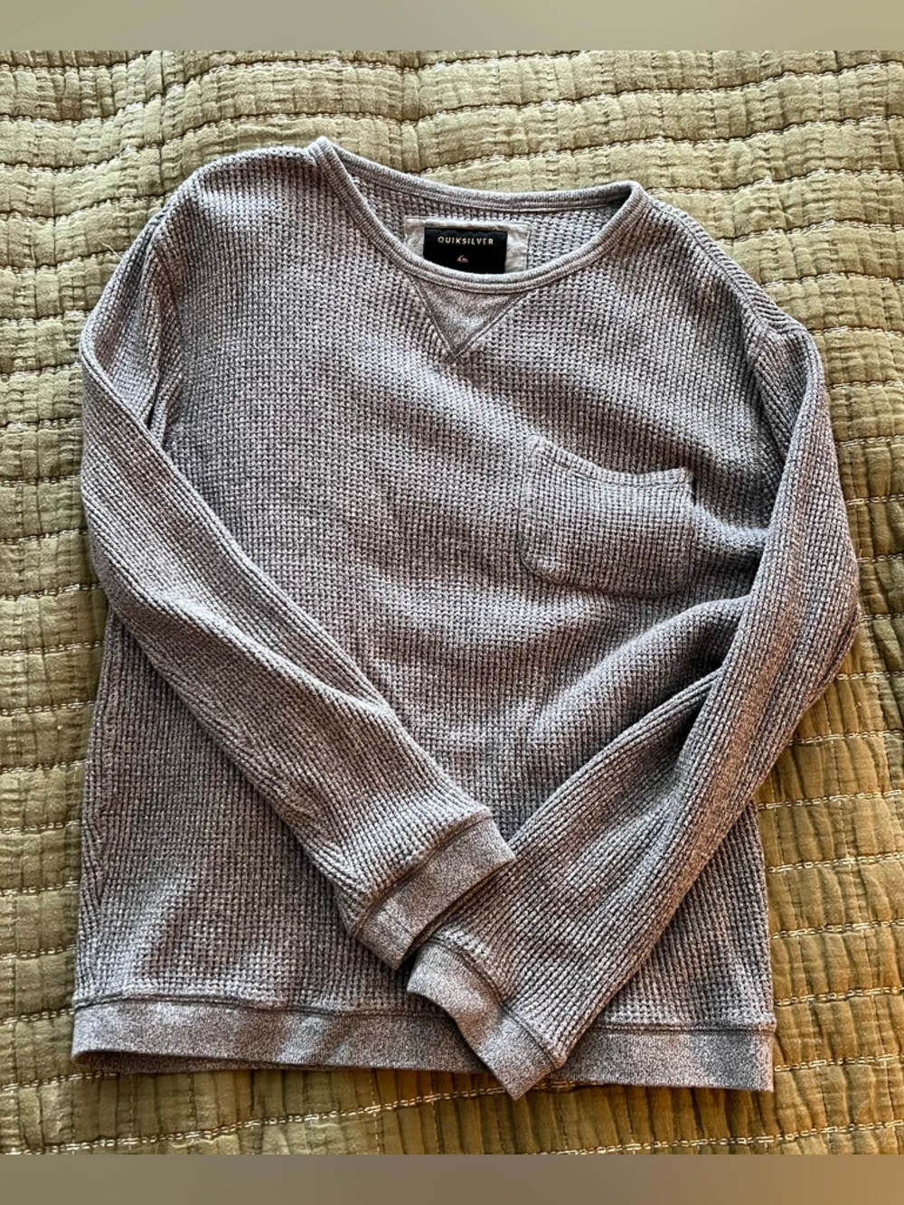 Quiksilver Light Gray Waffle Knit Crewneck Sweater